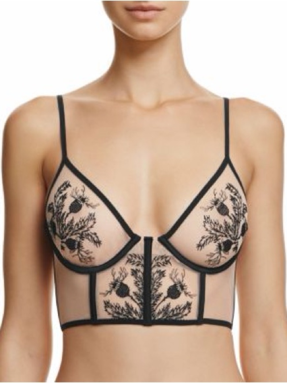 Thistle and Spire Womens Verona Embroidered Bodice New bra 37DD Nude